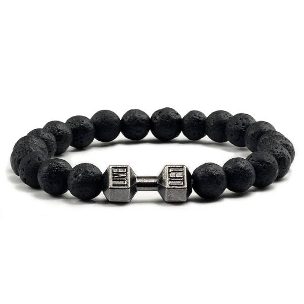 Dumbbell Natural Volcanic Stone Bracelet Men