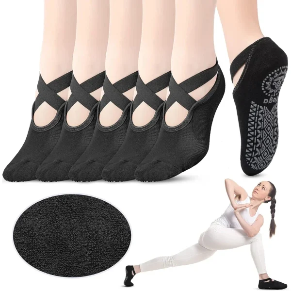 6 Pairs Non Slip Yoga Socks